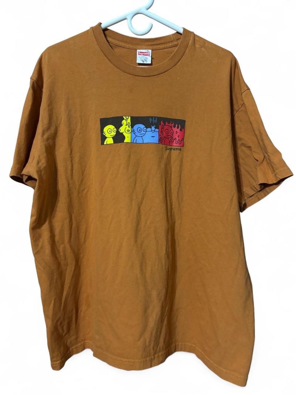 Supreme Brown Short-Sleeve Tee with Multicolor Character Panel